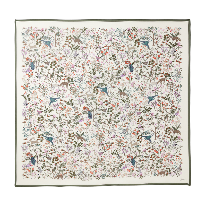 Joules Women's Middleton Printed Scarf - Creme Woodland-1